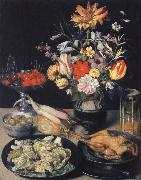 Georg Flegel Style life table with flowers, Essuaren and Studenglas Germany oil painting artist